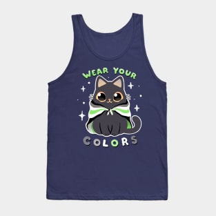 Agender LGBT Pride Cat - Kawaii Rainbow Kitty - Wear your colors Tank Top